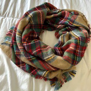 Plaid blanket scarf